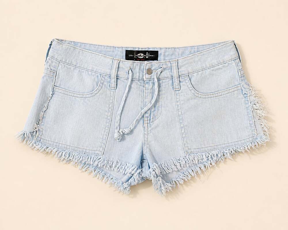 Y2K L.E.I. Low Rise Micro Denim Shorts Frayed Hem Baddie‎ Coquette